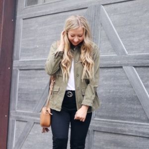 Chico’s platinum Olive Green Army Jacket